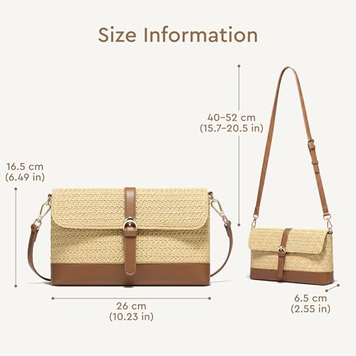 CHUNLI Straw Bag for Women, Woven Summer Beach Raffia Purse with Detachable Strap, Boho Shoulder Crossbody Handbag for Vacation — view 5