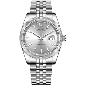 BUREI heren automatische horloges 24 wijzerplaat analoog datumvenster Datum saffierkristallen lens met roestvrijstalen…