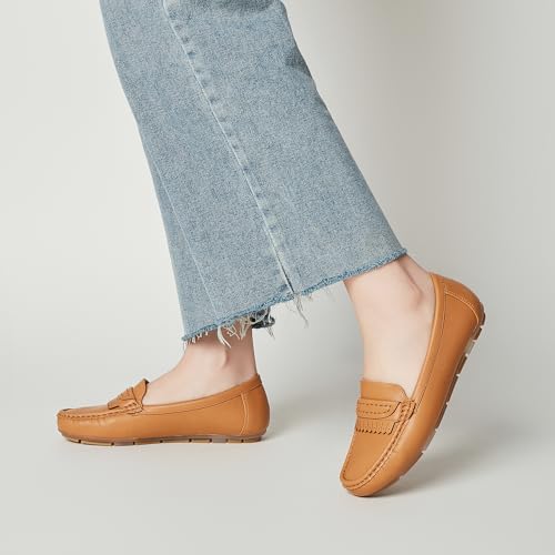 Image of Women's Business Loafers Work Casual Flats Shoes Lightweight Penny PU Leather Slip On Walking Shoes