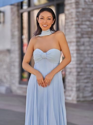 Elegant Strapless Bridesmaid Dresses with Pleat 2025 Sweetheart Chiffon Dress with Scarf TM1613