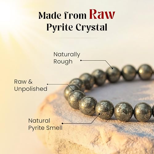 Image of Natural Pyrite Bracelet for Men & Women | Certified 8mm-10mm Beads | Prosperity Energy, Confidence & Protection | by Acharya Lavbhushan Ji