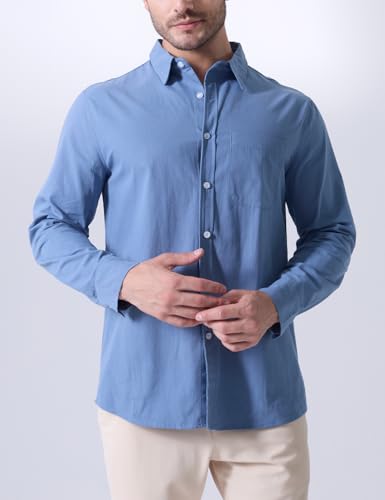 Mens Denim Shirt Long Sleeve Button Down Shacket Work Western Shirts Regular Fit Cowboy Casual Blouse2