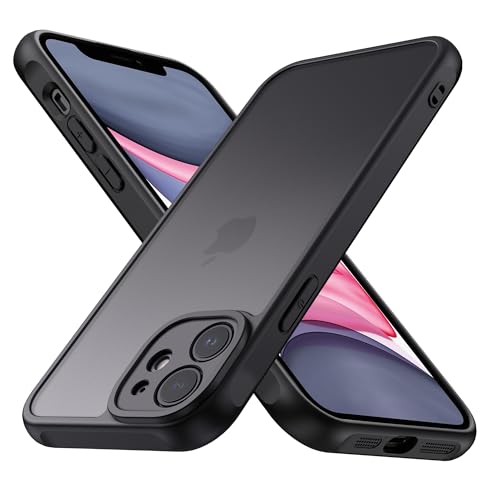 YLK Cover Opaca per iPhone 11, Custodia Posteriore Glassata Traslucida Sottile, Cover per iPhone 11 con Della Fotocamera Protezione (Nero)