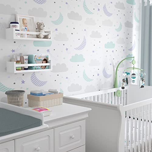Image of WooDinto Wall Shelves for Living Room, Bedroom|Wall Mounted ShelfWall Hanging Storage Unit|Wall Organiser Shelf (White, Floating Set of 2 - White - 18 Inch)