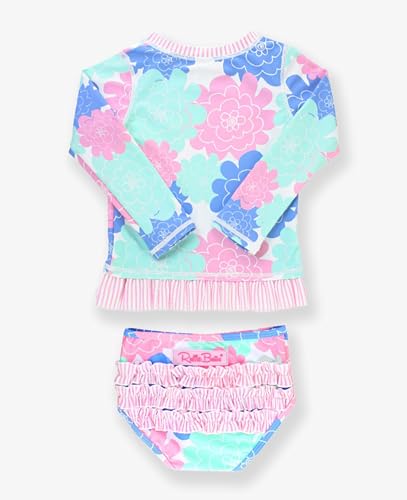 Image of RuffleButts Baby /Toddler Girls Long Sleeve Rash Guard UPF50+ Sun Protected Bikini Swimsuit