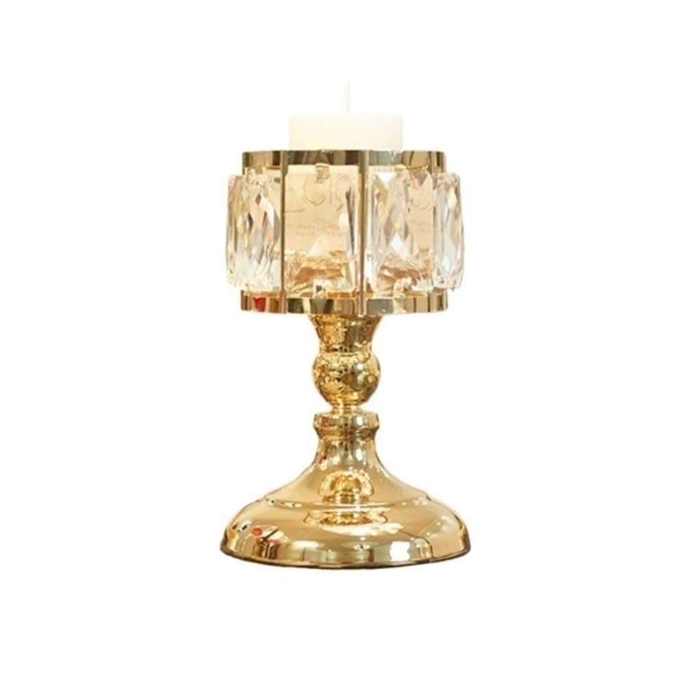 Candle Holder Simple Iron Glass Candlestick Modern Table Decoration Ornaments Candle Holder(Gold,S)