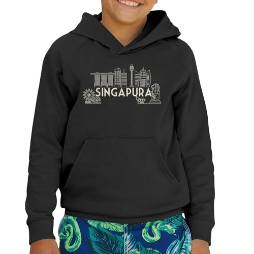 Sweat à capuche enfant Singapura design architecture Singapour en coton premium