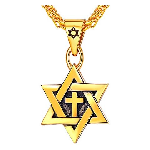 Collar de Cruz con Estrella de David Chapado en Oro 18k Cover