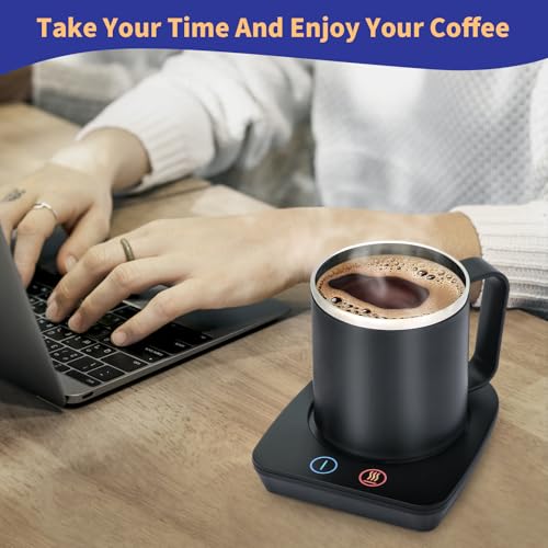Image of VOBAGA Coffee Mug Warmer with 15oz Mug Set, Electric Coffee Cup Warmer with Three Temperature Settings for Home Office Desk, Smart Coffee Warmer with Auto Shut Off for Cocoa Tea Candles Coffee Gift
