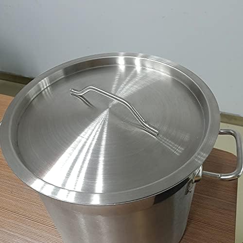 Stainless Steel Stock Pot with Fitted Cover,Tri-Ply Stainless Steel Composite Bottom, Silver (25-50L) (17Litre with Lid)