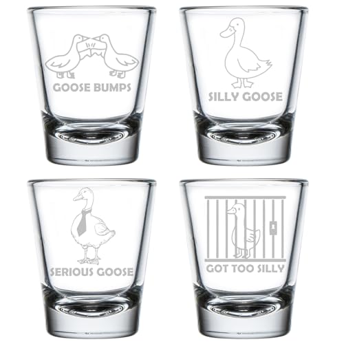 MIP Set of 4 Shot Glasses 1.75oz Shot Glass Gift Funny Goose Collectio