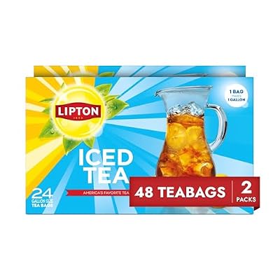 Lipton Unsweetened Iced Tea Bags, Gallon-Sized Zero Calories, 48 Total Tea Bags (24ct - Pack of 2)