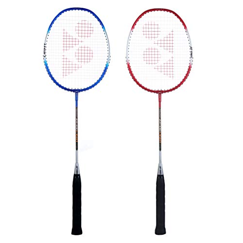 Image of YONEX ZR 100 Light Aluminium Badminton Racquet with Full Cover (Blue & Red, Made in India) Set of 2