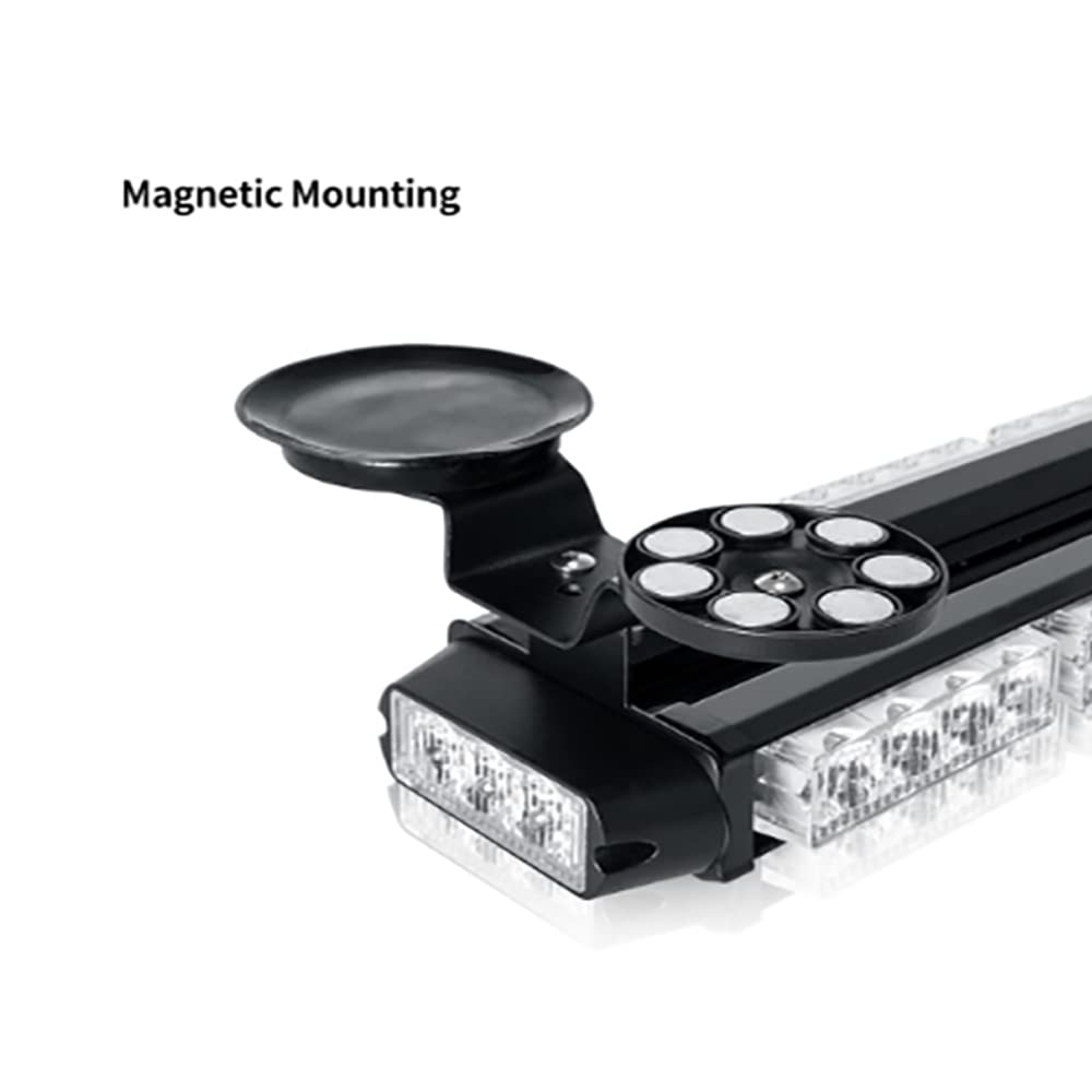 1PCS 12V Barra de luz estroboscópica LED de alta visibilidad para vehículos de emergencia, barra de luz de advertencia de peligro de emergencia de doble cara blanca amarilla