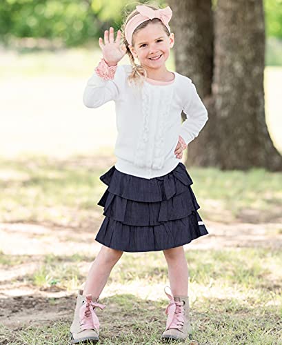 Image of RuffleButts Baby /Toddler Girls Ruffled Long Sleeve Cardigan Button-Up Sweater