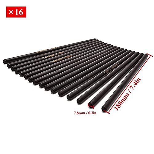 Rjsphh Pushrod Set 7.400" Longx .080",5/16" Diameter Pushrod Set For Ls1 Ls2 Ls3 Ls6 Ls7 Ls9 Lsx Engines 99-13 Silverado Sierra 4.8L 5.3L 6.0L Pack Of 16 #TOP4
