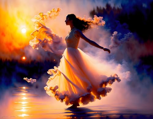 Poster danseuse sur toile 50x70cm Meechi avec robe fluide