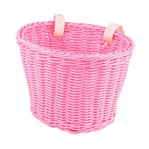 Cesta de bicicleta para niños, decoración frontal, práctica cesta de ciclismo para niñas y niños, picnic, rosa, 23 x 19 x 17,5 cm