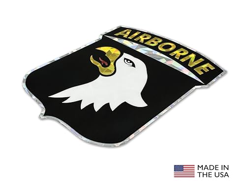 Image of Elektroplate Officially Licensed US Army 101st Airborne Screaming Eagles Reflective Decal (3.2 inch x 2.6 inch) | Premium Automotive-Grade Sticker for Car, Water Bottle, Devices & More | Made in the USA