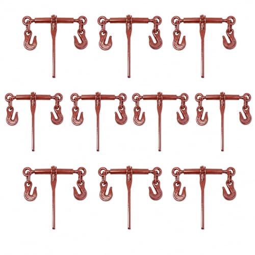 Image of BXRTool US Chain Load Binder with Forged Grab Hooks inch - 5 /16 inch -10 Pack - Heavy Duty - Chain Binder Tie Down - 2,600lbs WLL
