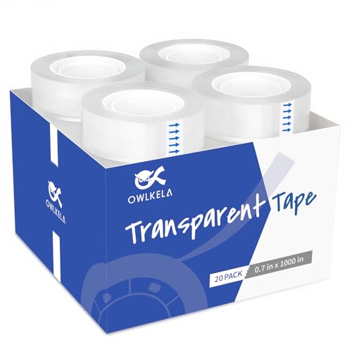 Image of OWLKELA 20 Rolls Tape Refills, Clear | Transparent Glossy Tape, All-Purpose, Ideal for Office, Home and School