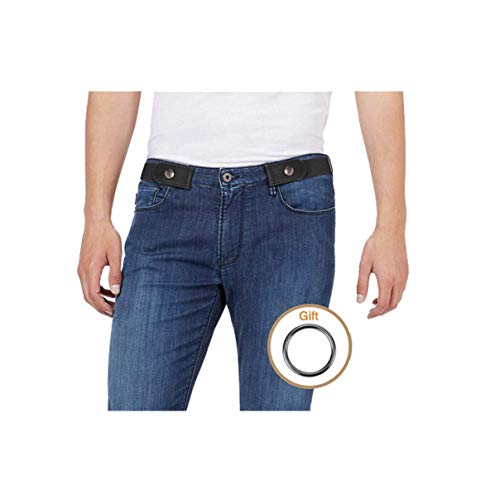 Image of No Buckle Belt for Men Black Stretch Adjustable Invisible Belts for Jeans Pants