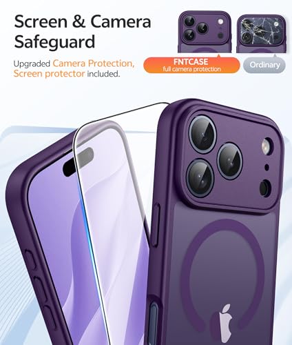 Image of FNTCASE for iPhone 17 Pro Case: [Compatible with Magsafe] Translucent Matte Cases with [Full Camera Protection] [Screen Protector] Military Grade Shockproof Protective Phone Cover - Purple