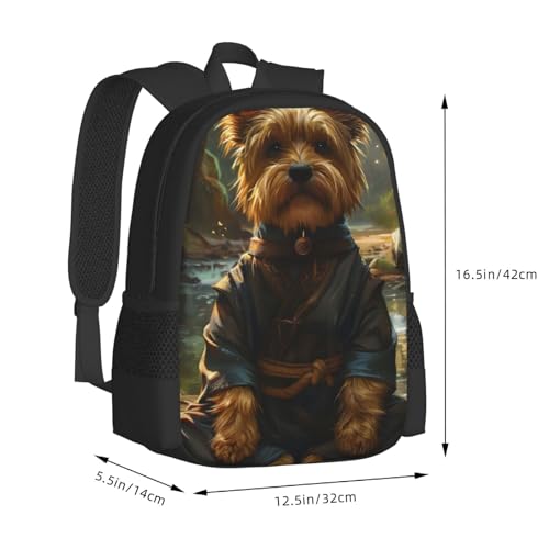 Commuter Unisex Dog Monk Meditation Zen Backpack Spacious Compartments for Work Essentials Casual Outings & Trips 17 Inch3