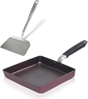 TECHEF - Tamagoyaki Japanese Omelette Pan with Stainless Steel Solid Turner
