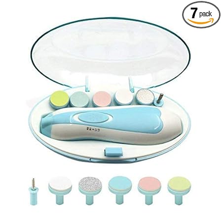 DClub New Baby Nail File Electric,Baby Nail Trimmer with 6 Grinding Heads Safe for Newborn Baby (Blue)