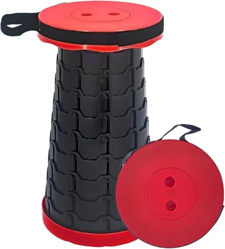 折りたたみ椅子 伸縮式 アウトドアチェア 折り畳み式 キャンプ椅子 キャンプスツール 軽量 防水 持ち手付き 持ち運び便利開閉 耐荷重200KG 釣り/観戦/花火大会/屋内/屋外用 (レッド) [並行輸入品]