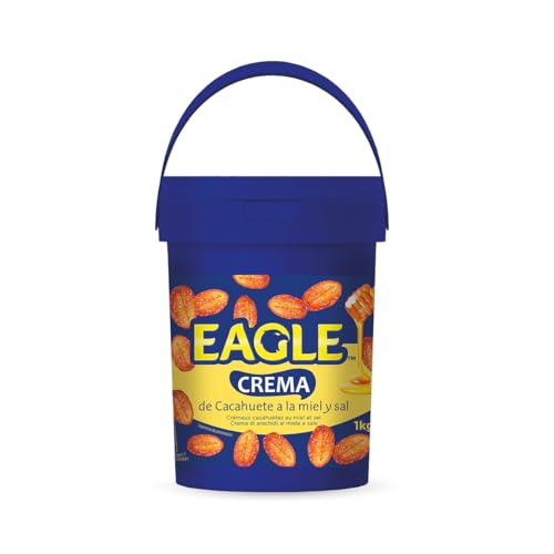 Eagle - Crema de Cacahuete Frita con Miel y Sal 1kg - Sin Gluten, Sin Lactosa, Vegetariana, Cremosa Untable, Sin Aceite de Palma, Ideal para Desayunos y Meriendas
