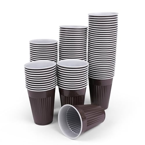 Commerline Tazze Termiche Monouso Marrone-Bianche 180 ml | 500 Pezzi Tazze per Bevande Calde Monouso per Distributori Automatici | Bicchieri di Plastica Compatibili con Distributori Automatici 0,18l