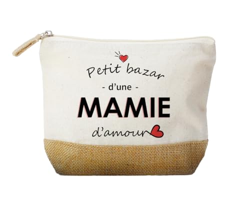 Trousse « Le Petit Bazar de Ma Mamie » - Cadeau Original Fin d’Année Scolaire – Pochette Rigolote et Pratique