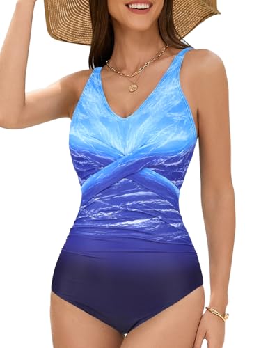American Trends One Piece Swimsuit Women Bathing Suit Tummy Control Swim Suits for Women 2025 Modest Swimwear