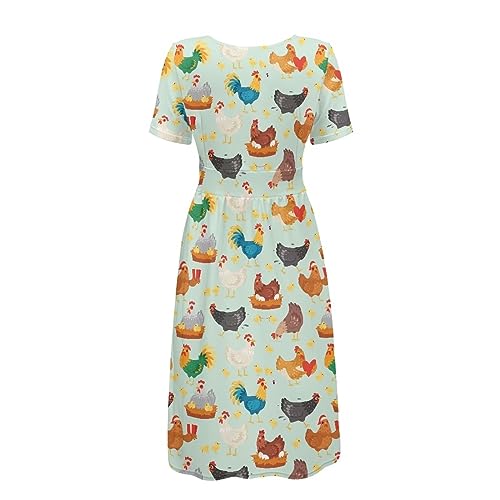 Image of Women's Summer Formal Dresses Short Sleeve Wrap V Neck Dresses Bridesmaid Wedding Guest Dress with Pockets