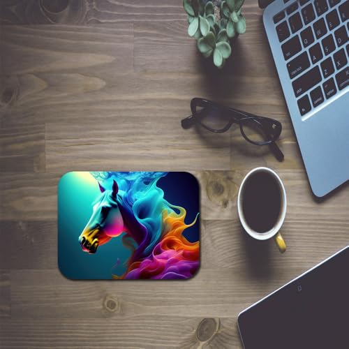 Image of Shivor Gaming Mouse Pad with Colourful Horse Printed Design | Smooth Cloth Precision Tracking Surface | Compatible with Laser and Optical Mice | Desk Mat for Gaming Office Study Use