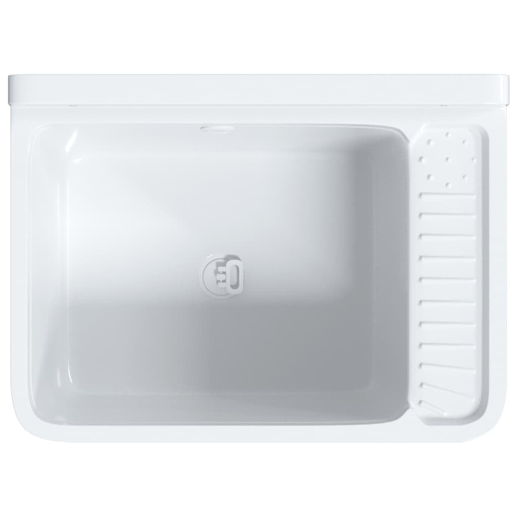 Évier Mural en Résine, Évier pour Buanderie Garage Lavabo Bac de Lavage Extérieur blanc 50x35x24 cm résine