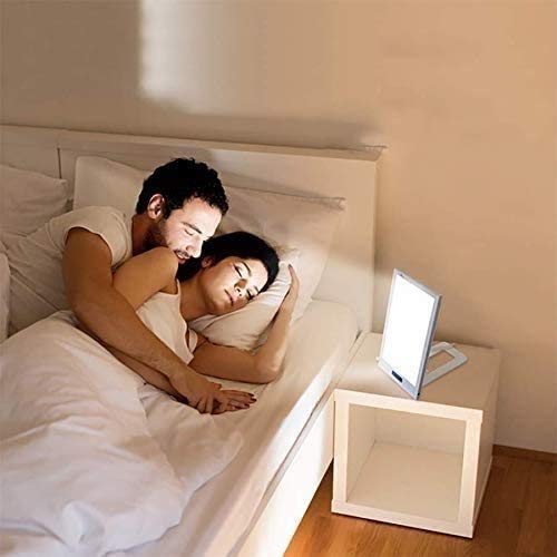 Lampe de luminothérapie Lampe Natural Sun Lamp UV-Free 12000 Lux LED Thérapie Lumineuse Type de contrôle Touche Lumineuse avec 4 Niveaux de luminosité réglable et Support Debout pour la Maison