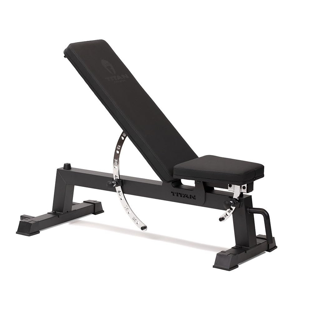 Titan Fitness Performance Series Adjustable Bench, Supports 650 LB Incline, Black Finish, Versatile Utility Bench for Home Gym Weightlifting, Strength Training, Flat, Incline, Upright Positions