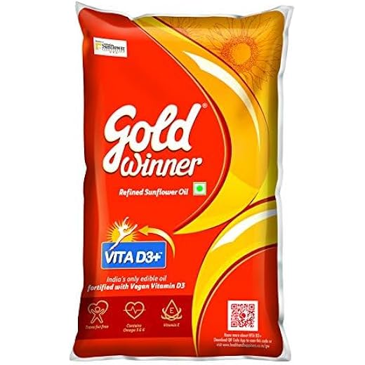 Golld Winner Refined Sunflower Oil with Vita D Omega 6 1 Lit
