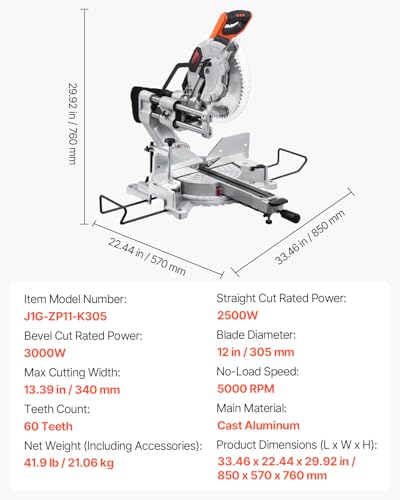 VEVOR 12-Inch Sliding Compound Miter Saw