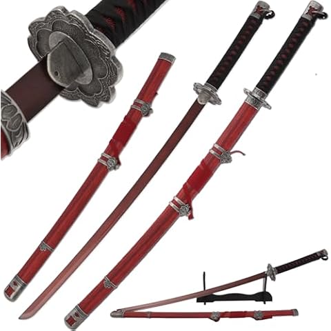 ZiQing Cosplay Prop Sekiro: Shadows Die Twice 40-Inch Metal Sword Red Blade Replica - Role-Playing Prop and Collectible Display Cover