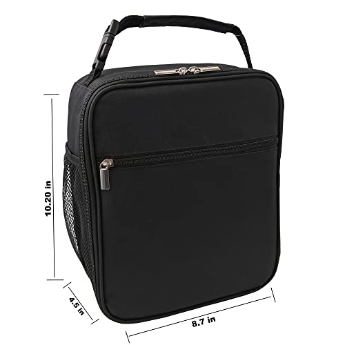 Lunch Bag For Women & Men, Reusable Insulated Cooler Lunch Bag,Durable Spacious And Easy To Clean Lunch Bag,Leakproof Portable Lunch Box With Pocket And Clip On Handle,For Office Work School (Black) #TOP5
