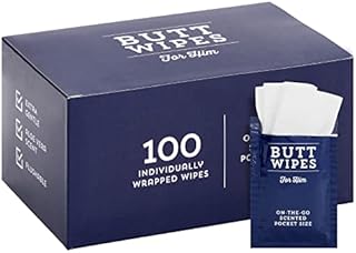 100 Pack Travel Butt Wipes for Men, Individual Flushable Wipes for Adults (Aloe Vera Scented)