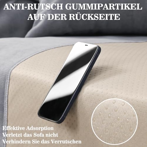 Alishomtll Sofabezug 1/2/3/4 Sitzer, Universelle Wasserdicht Sofa Überzug Ecksofa, L Form Couch Überzug, Hund Katze Anti-rutsch Sofaüberwurfe Sofaschoner für Wohnzimmer (Dunkelgrau, 70x70cm)