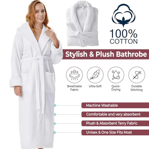 Cotton Terry Robes for Women and Men, Terry Shawl Collar Bathrobe, ONE SIZE - UNISEX Men & Women Spa Robe2