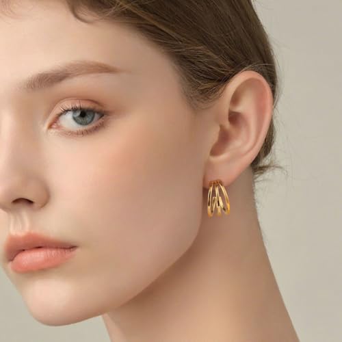 CHICUTIE Gold Hoop Earrings Set For Women Hypoallergenic Trendy Lightweight Chunky Chain Twisted Huggie Hoops Dangle Earring Packs For Birthday Party Christmas Fashion Jewelry Gift4