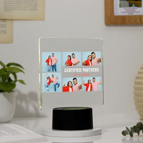 Image of IGP Personalized Siblings LED Photo Lamp | Same Day Delivery | Custom Acrylic Night Light with 7-Color RGB Lighting | Rakhi Gift for Brother & Sister | Birthday Present | Photo Lamp