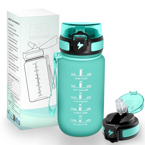 HoneyHolly Botella Agua 500 ml, Reutilizable, Cantimplora Niños con Pajita, Prueba de Fugas, Botella de Agua Colegio, Libre de BPA, Cantimplora para Niños, Deporte, Running, Gimnasio, Bicicleta